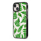 Fern Leaf iPhone 13 Black Impact Case Side Angle on Silver phone