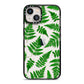 Fern Leaf iPhone 13 Black Impact Case on Silver phone