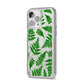 Fern Leaf iPhone 14 Pro Max Glitter Tough Case Silver Angled Image