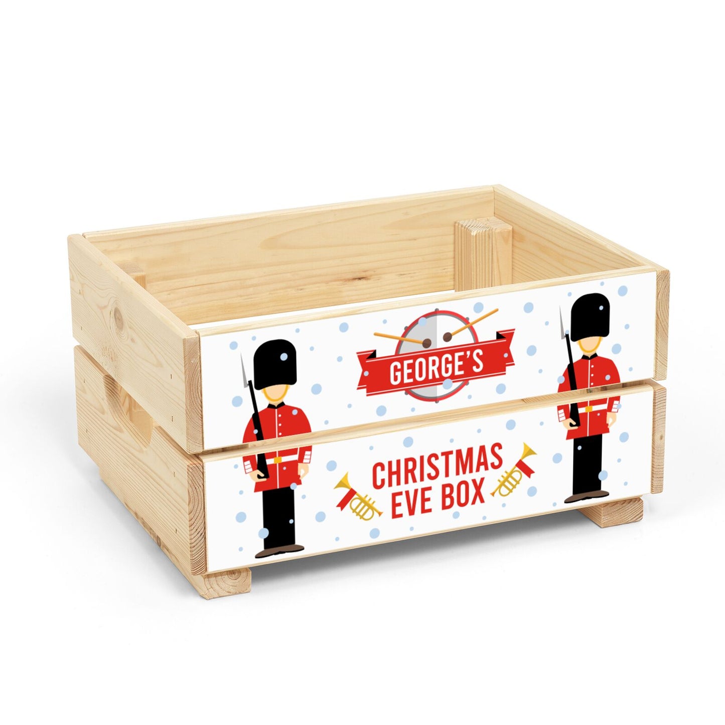 Festive British Guards with Name Christmas Eve Crate Box Back Image