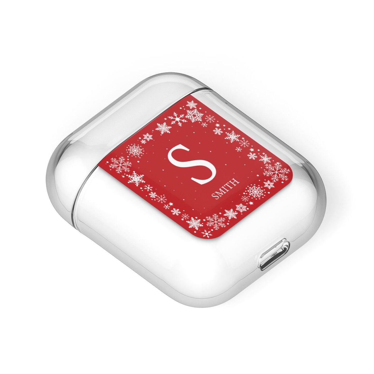 Festive Monogram Personalised AirPods Case Laid Flat