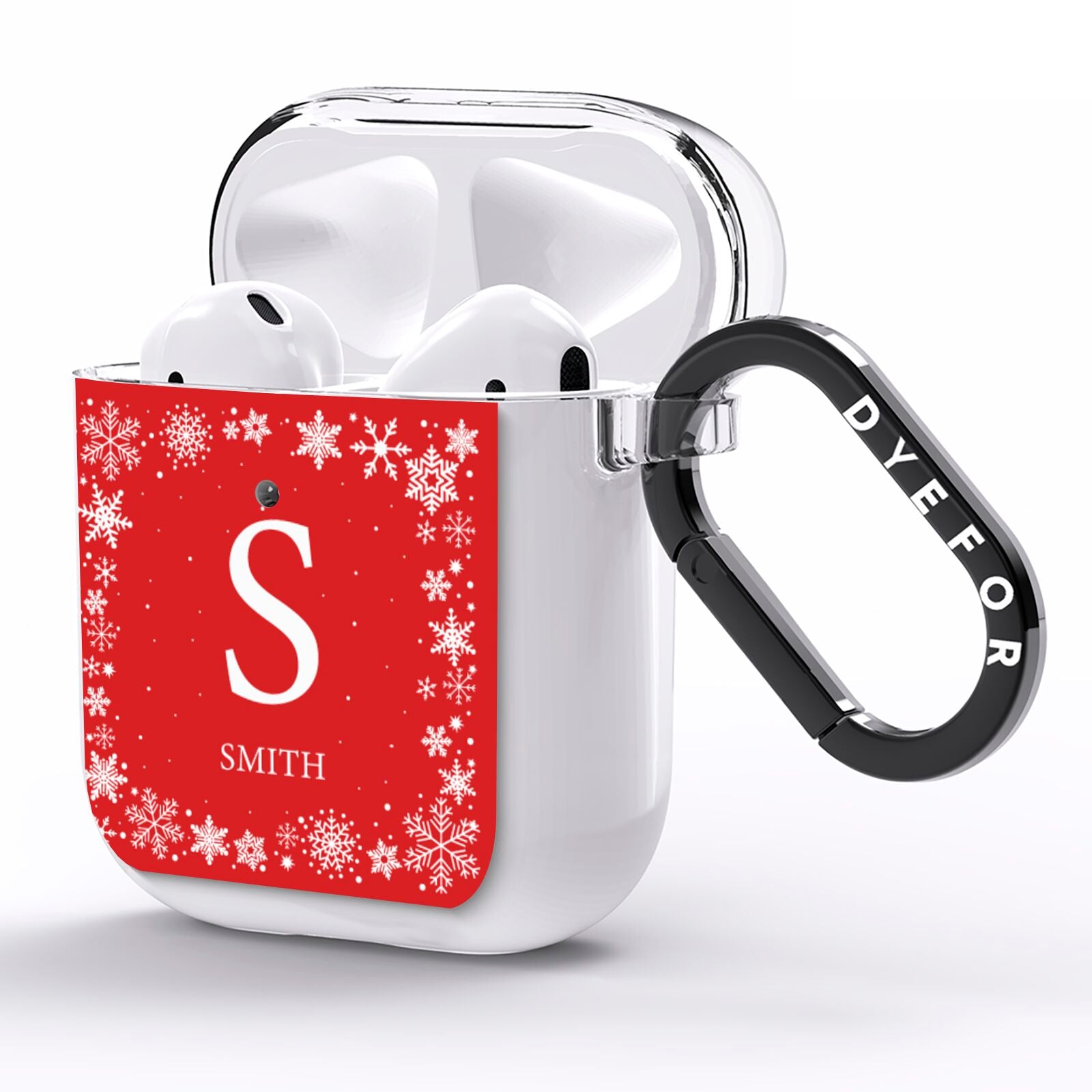 Festive Monogram Personalised AirPods Clear Case Side Image