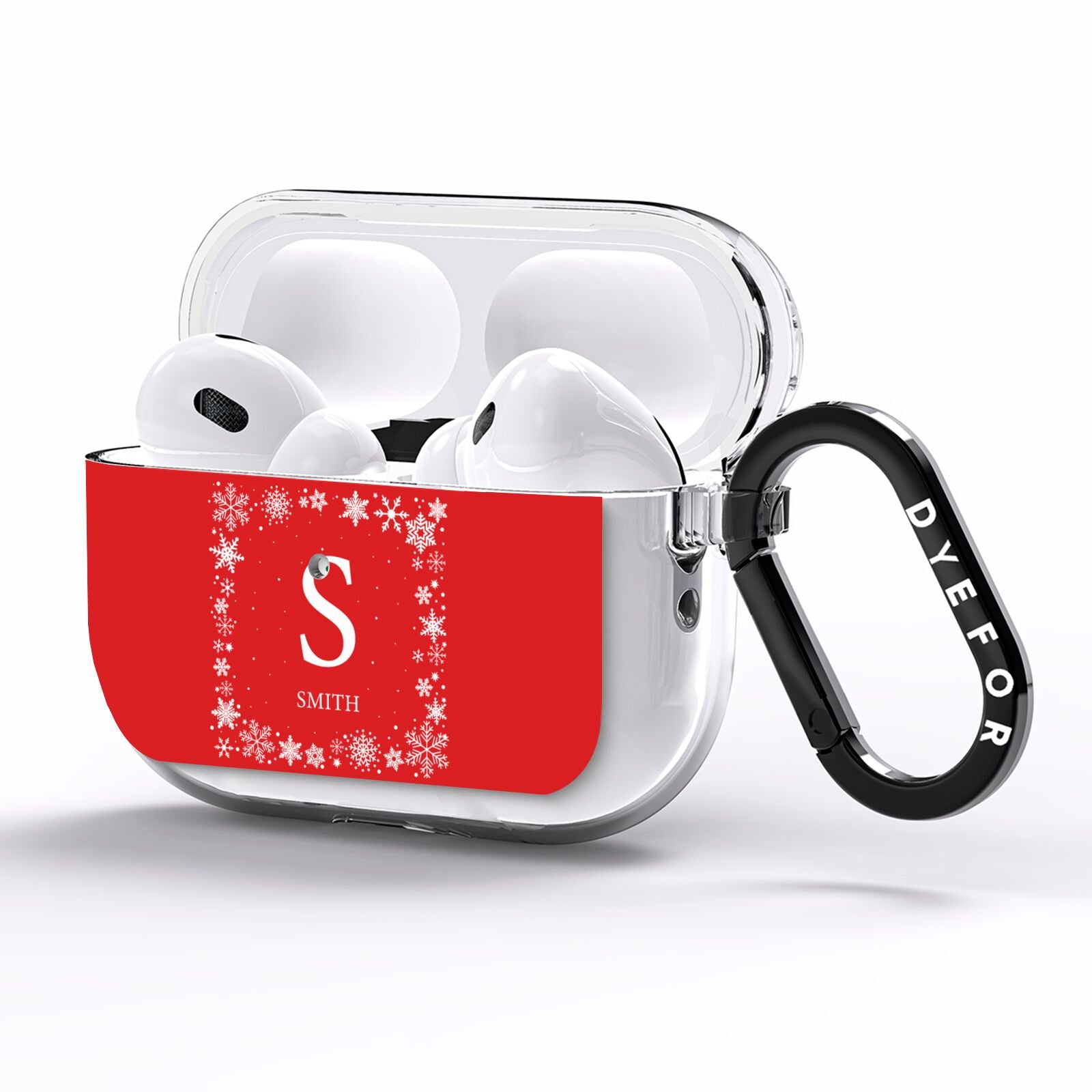 Festive Monogram Personalised AirPods Pro Clear Case Side Image