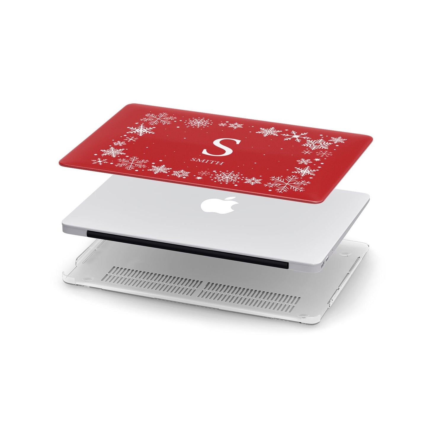 Festive Monogram Personalised Apple MacBook Case in Detail