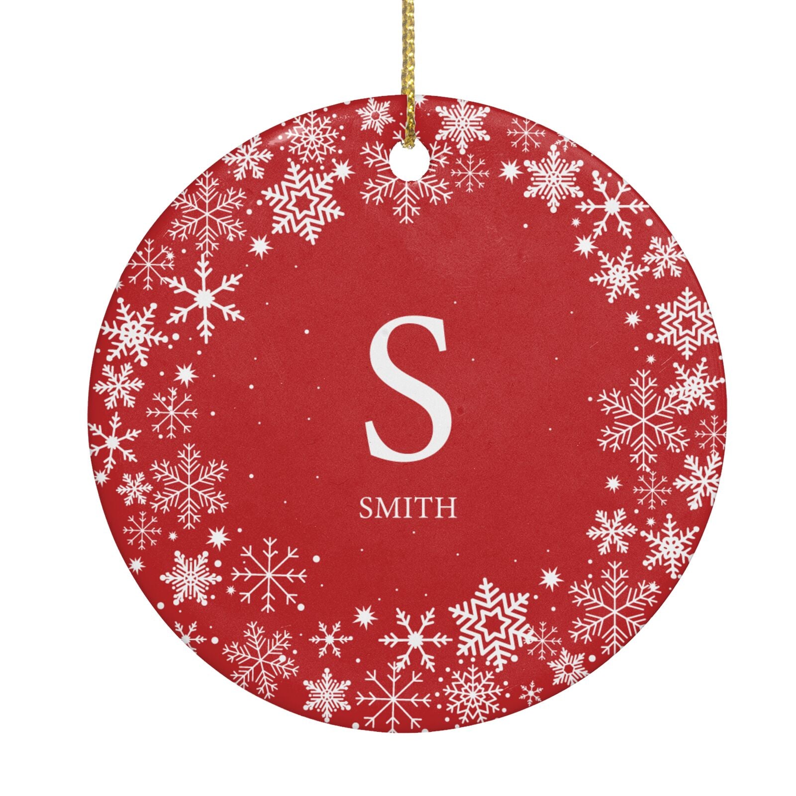 Festive Monogram Personalised Circle Decoration Back Image