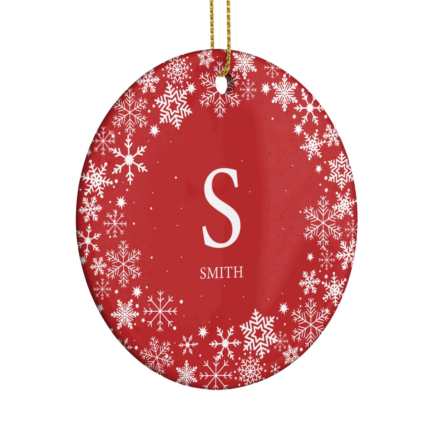 Festive Monogram Personalised Circle Decoration Side Angle