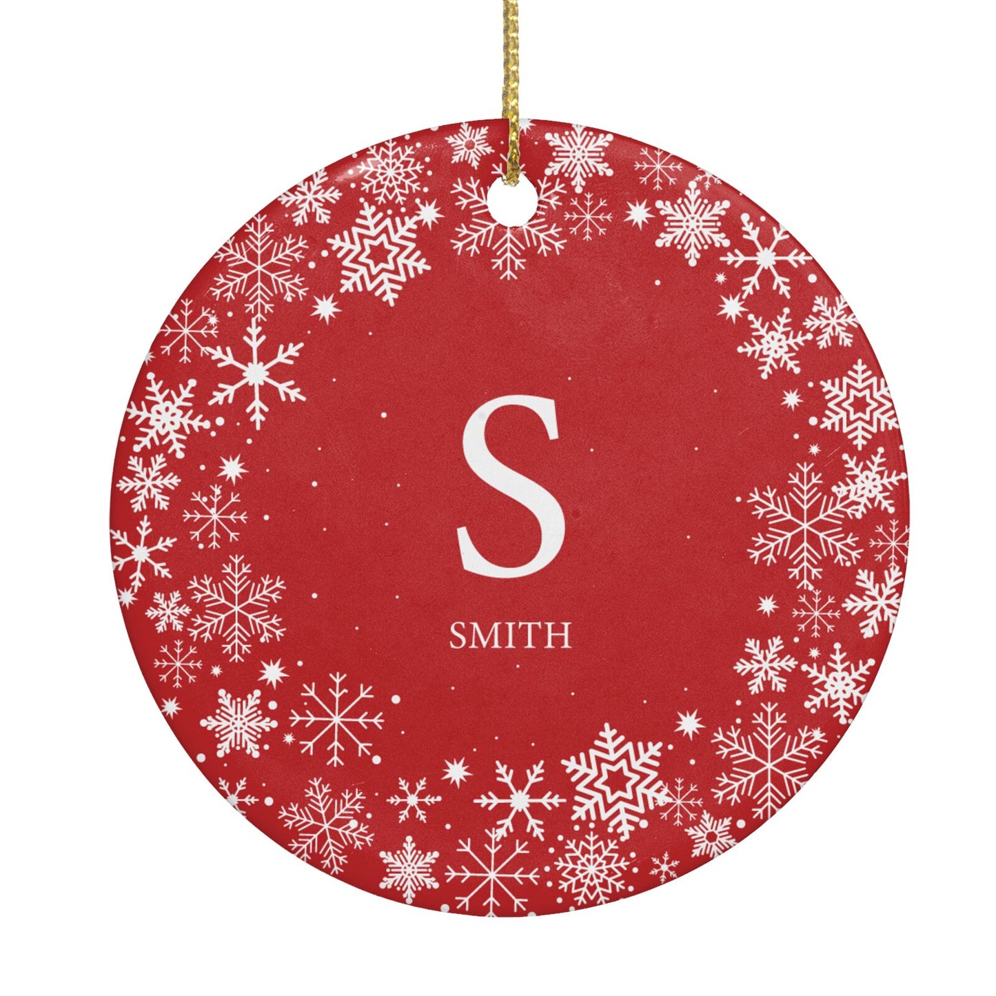 Festive Monogram Personalised Circle Decoration