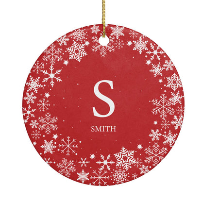 Festive Monogram Personalised Circle Decoration