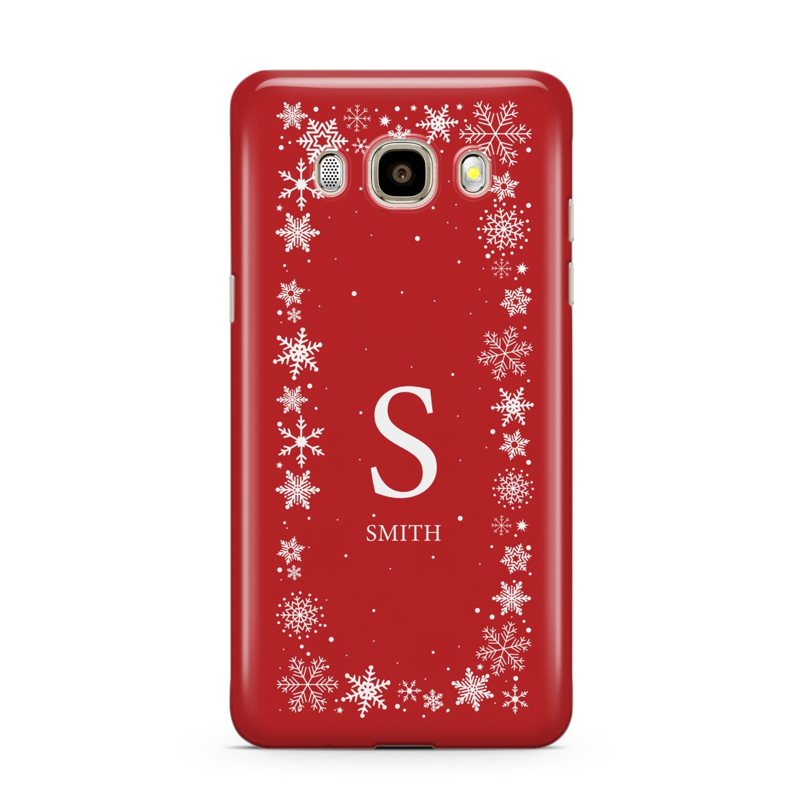 Festive Monogram Personalised Samsung Galaxy J7 2016 Case on gold phone