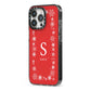 Festive Monogram Personalised iPhone 13 Pro Black Impact Case Side Angle on Silver phone
