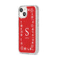 Festive Monogram Personalised iPhone 14 Glitter Tough Case Starlight Angled Image