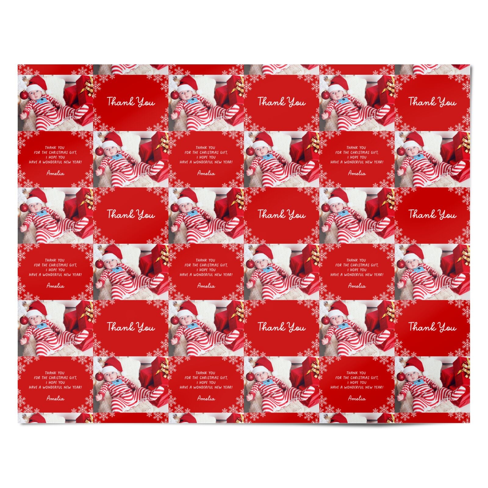 Festive Thank You Personalised Wrapping Paper Alternative