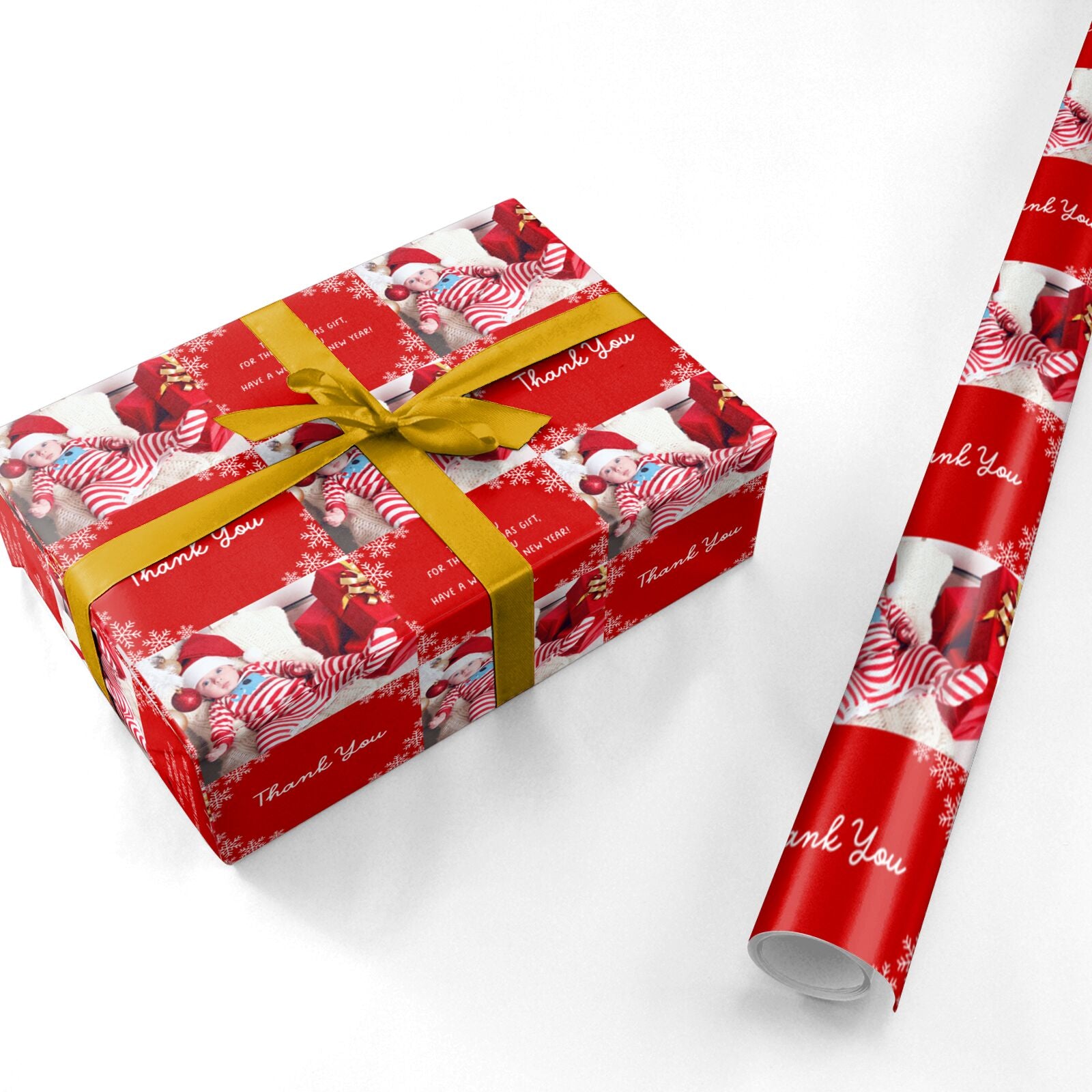 Festive Thank You Personalised Wrapping Paper
