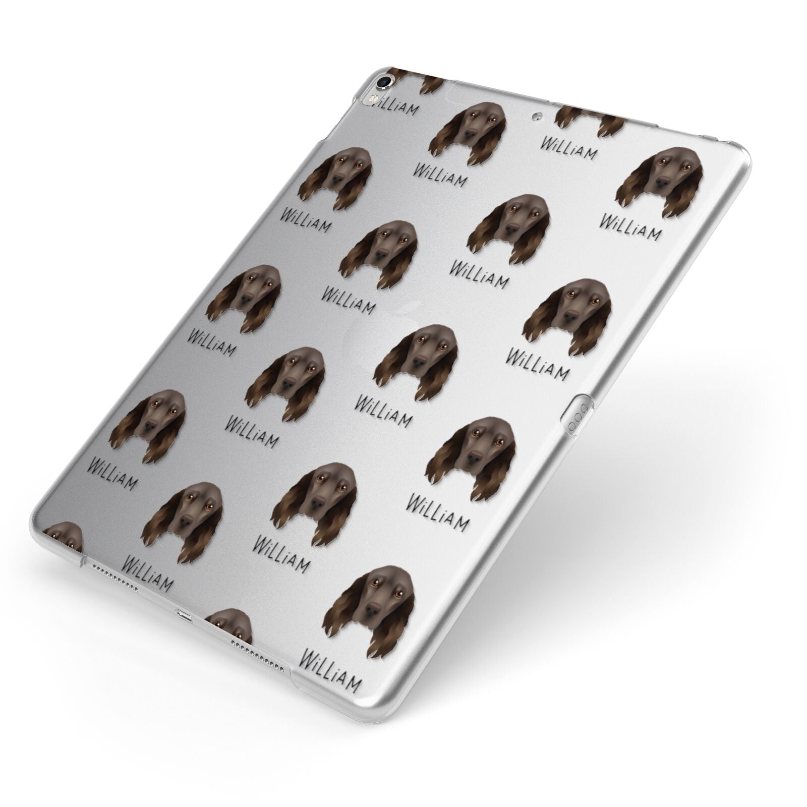 Field Spaniel Icon with Name Apple iPad Case on Silver iPad Side View