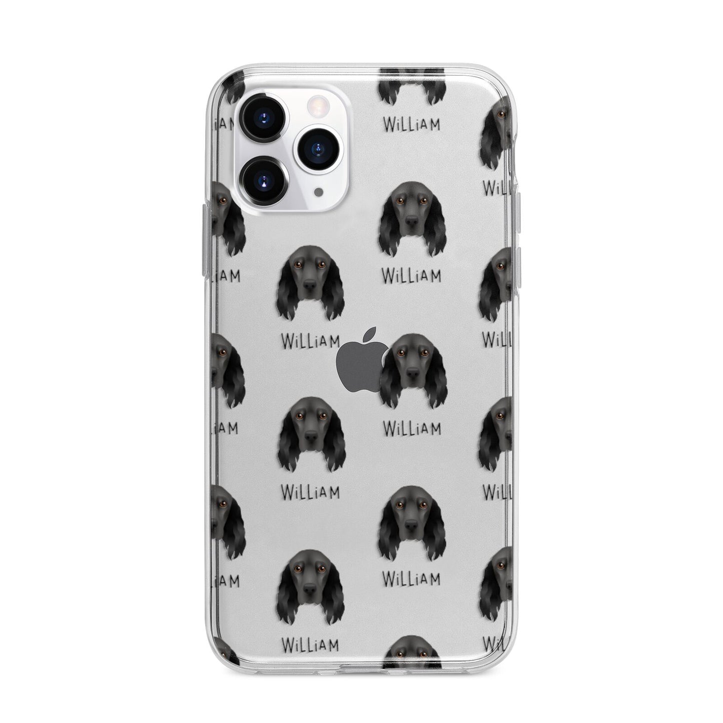 Field Spaniel Icon with Name Apple iPhone 11 Pro Max in Silver with Bumper Case