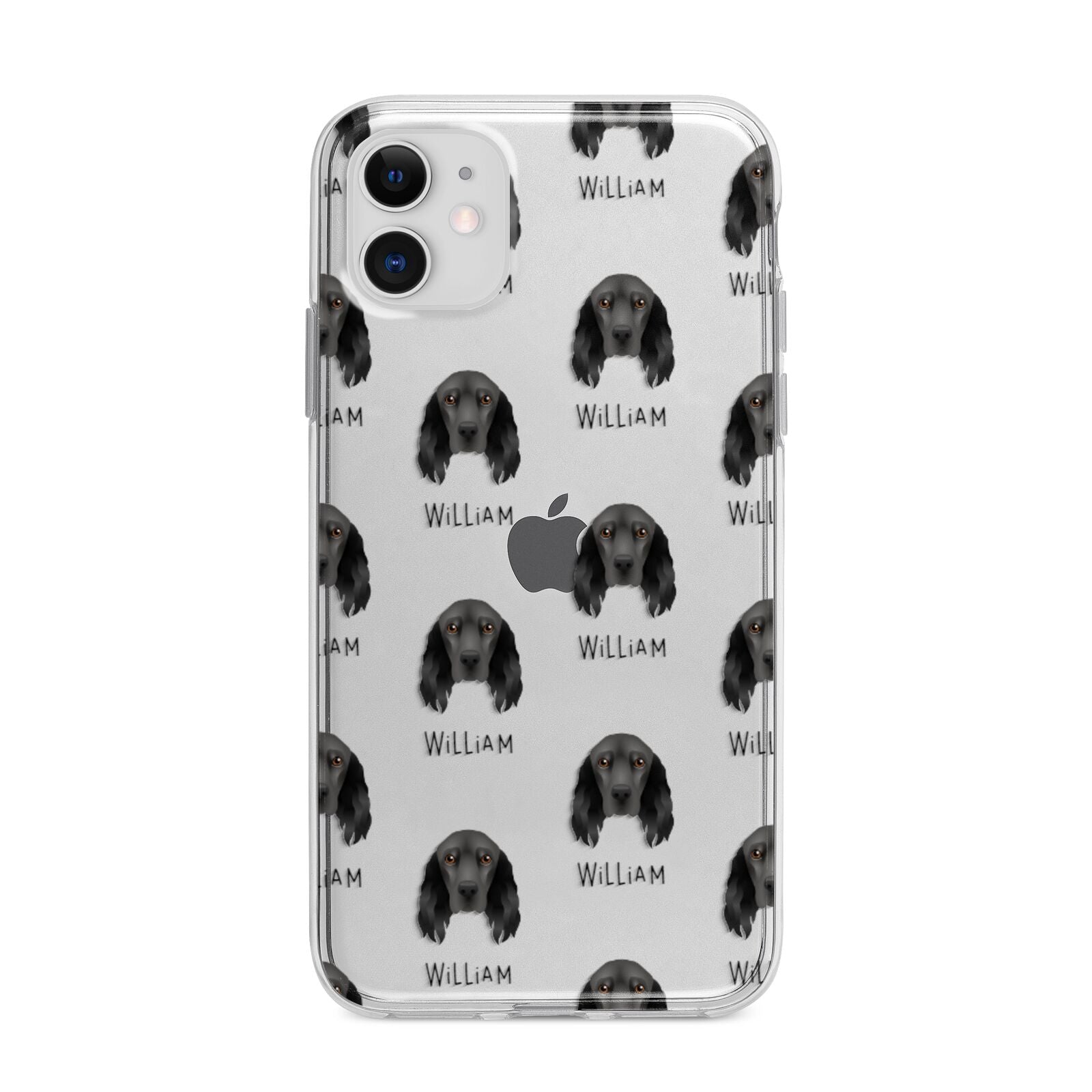 Field Spaniel Icon with Name Apple iPhone 11 in White with Bumper Case