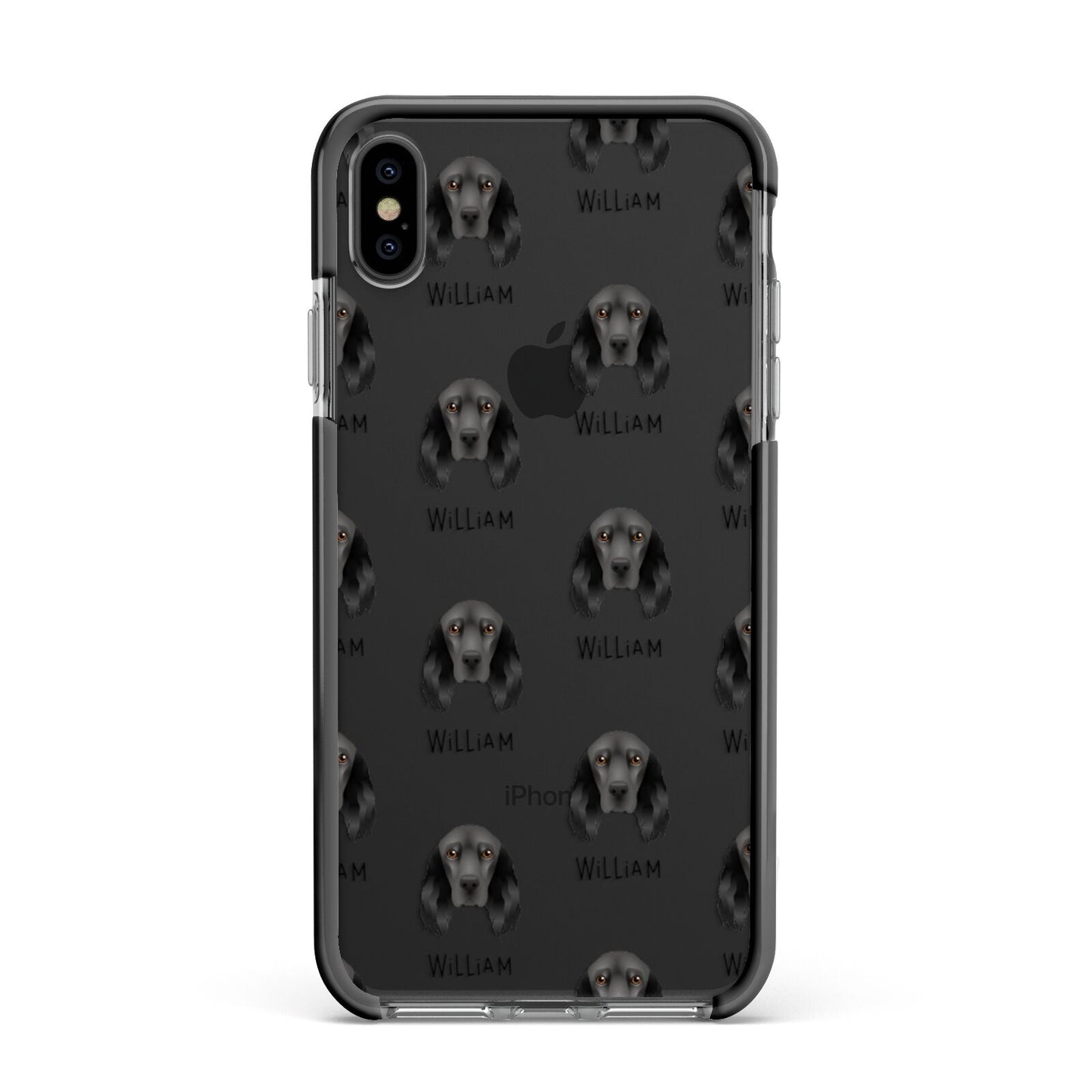 Field Spaniel Icon with Name Apple iPhone Xs Max Impact Case Black Edge on Black Phone
