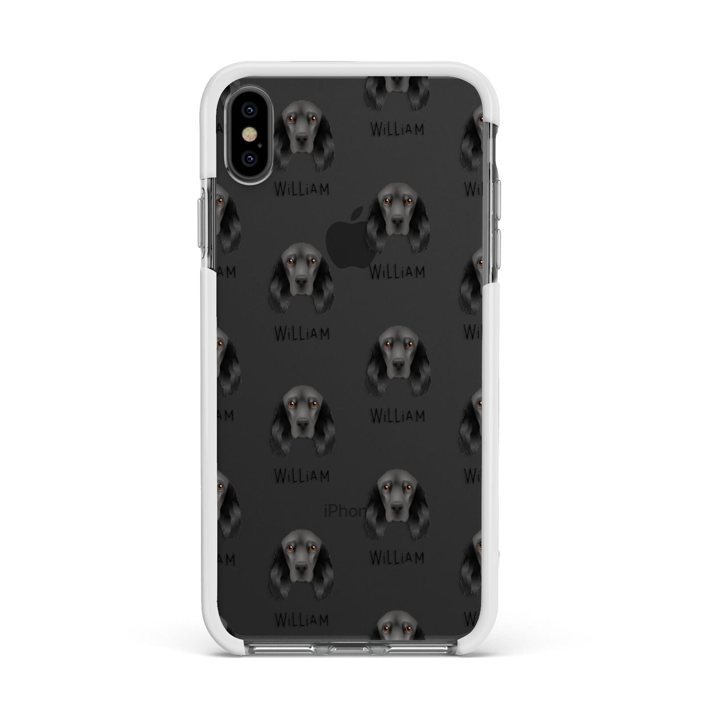 Field Spaniel Icon with Name Apple iPhone Xs Max Impact Case White Edge on Black Phone