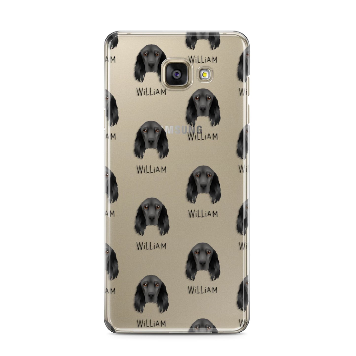 Field Spaniel Icon with Name Samsung Galaxy A3 2016 Case on gold phone