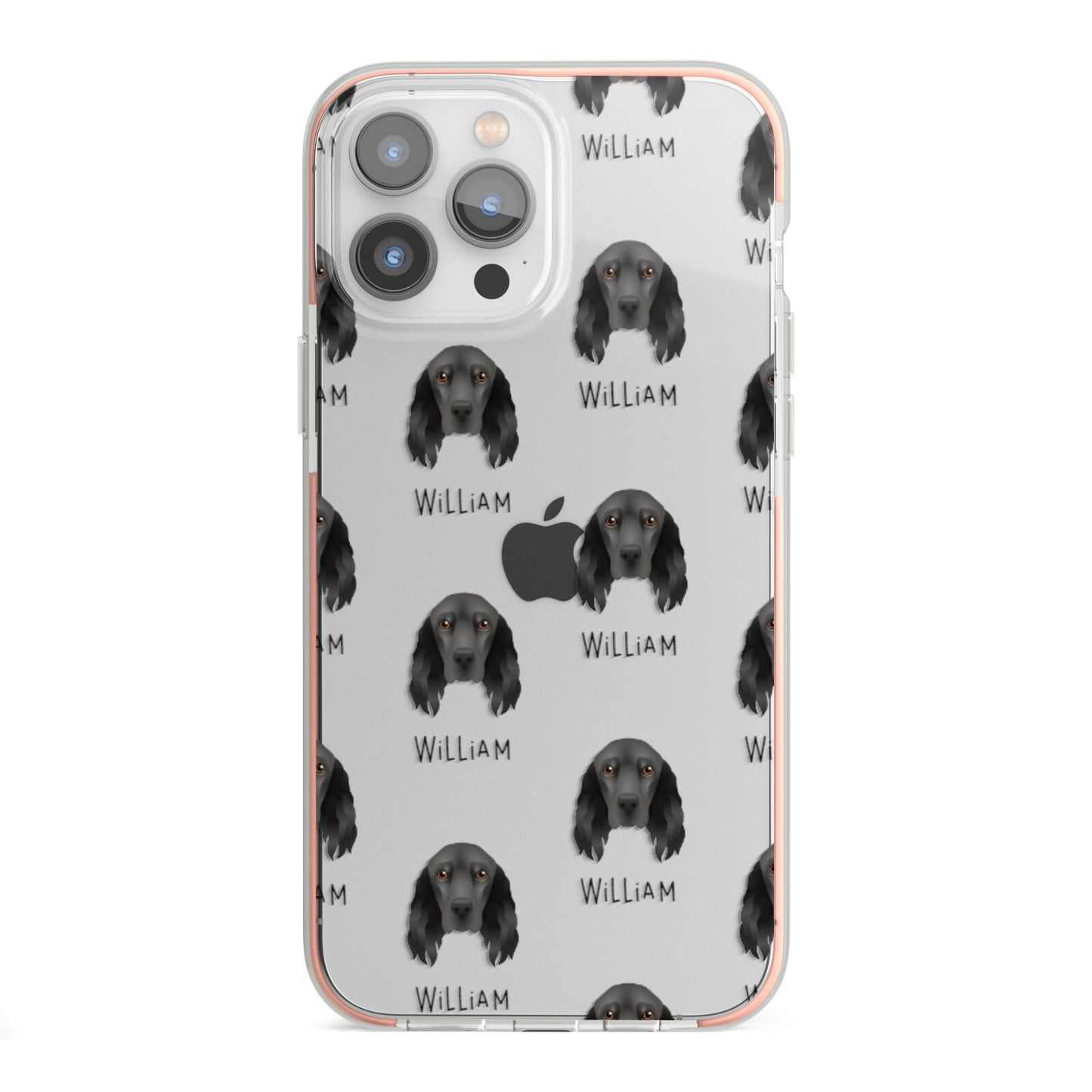 Field Spaniel Icon with Name iPhone 13 Pro Max TPU Impact Case with Pink Edges