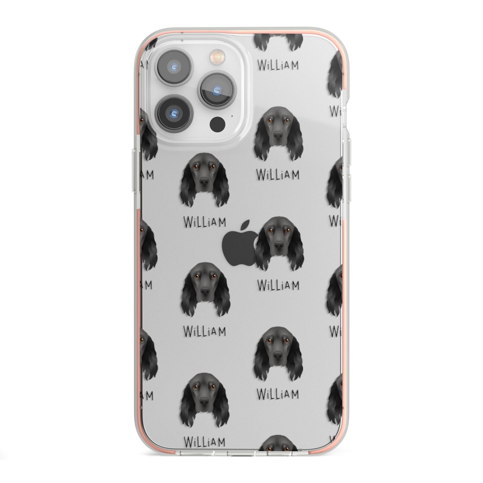 Field Spaniel Icon with Name iPhone 13 Pro Max TPU Impact Case with Pink Edges