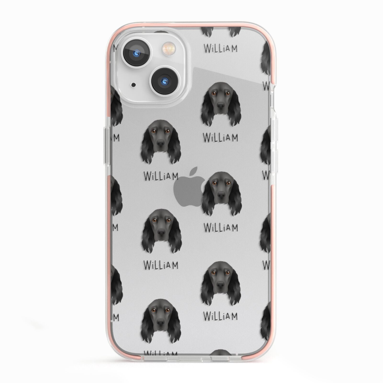 Field Spaniel Icon with Name iPhone 13 TPU Impact Case with Pink Edges