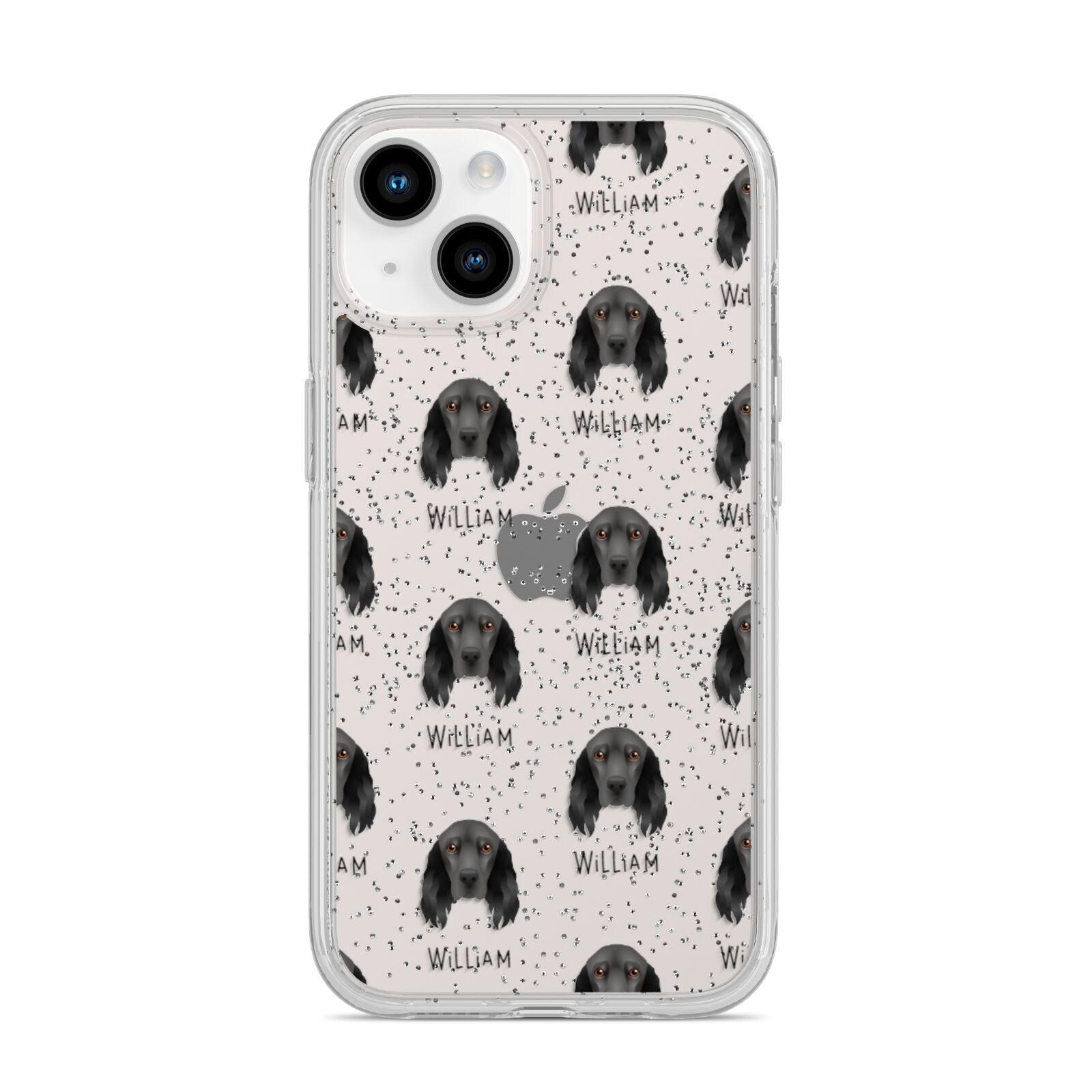 Field Spaniel Icon with Name iPhone 14 Glitter Tough Case Starlight