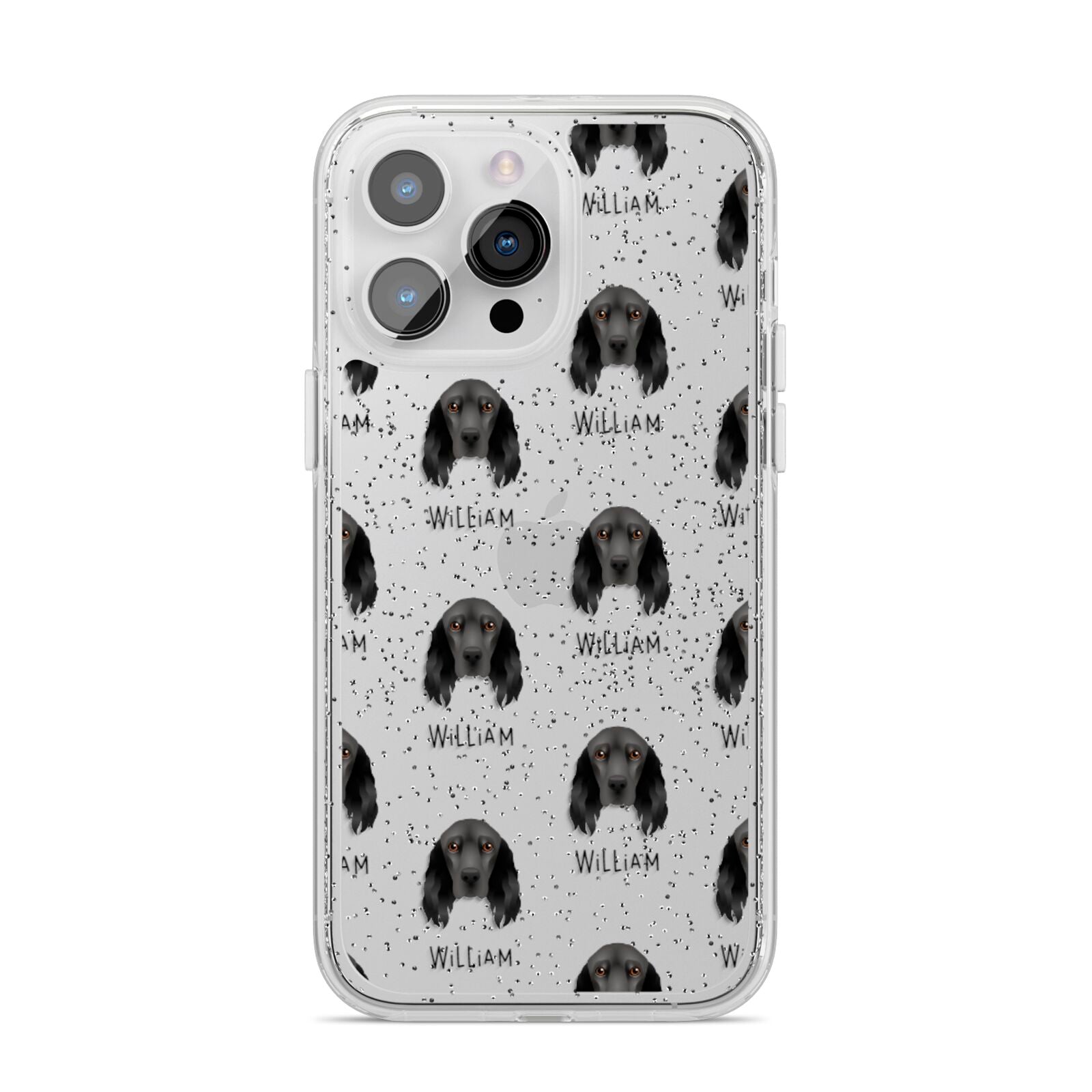 Field Spaniel Icon with Name iPhone 14 Pro Max Glitter Tough Case Silver