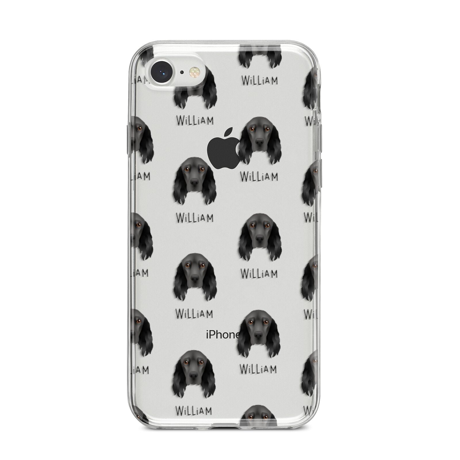 Field Spaniel Icon with Name iPhone 8 Bumper Case on Silver iPhone