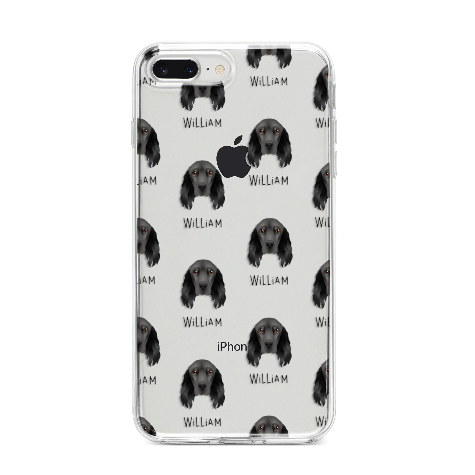 Field Spaniel Icon with Name iPhone 8 Plus Bumper Case on Silver iPhone