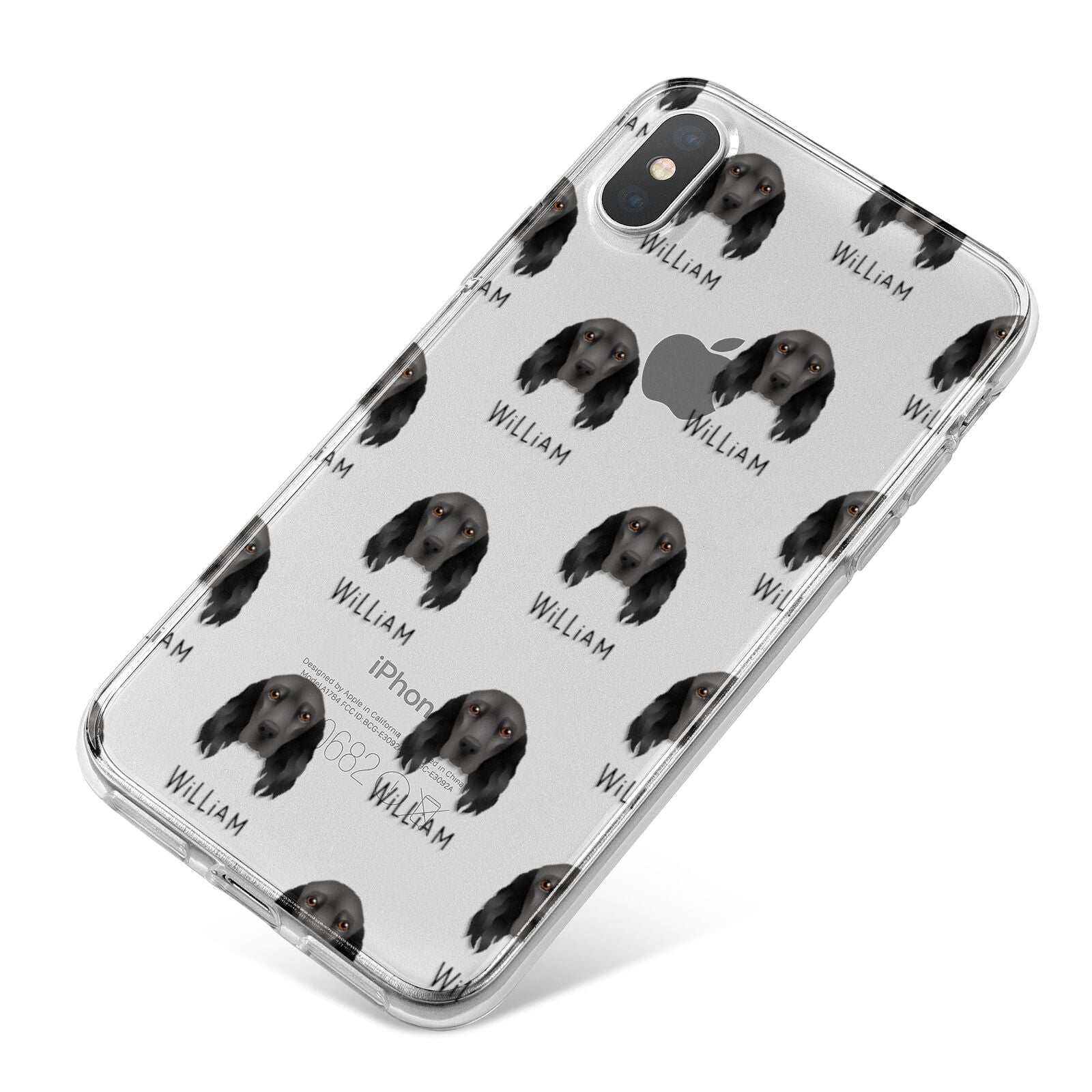 Field Spaniel Icon with Name iPhone X Bumper Case on Silver iPhone