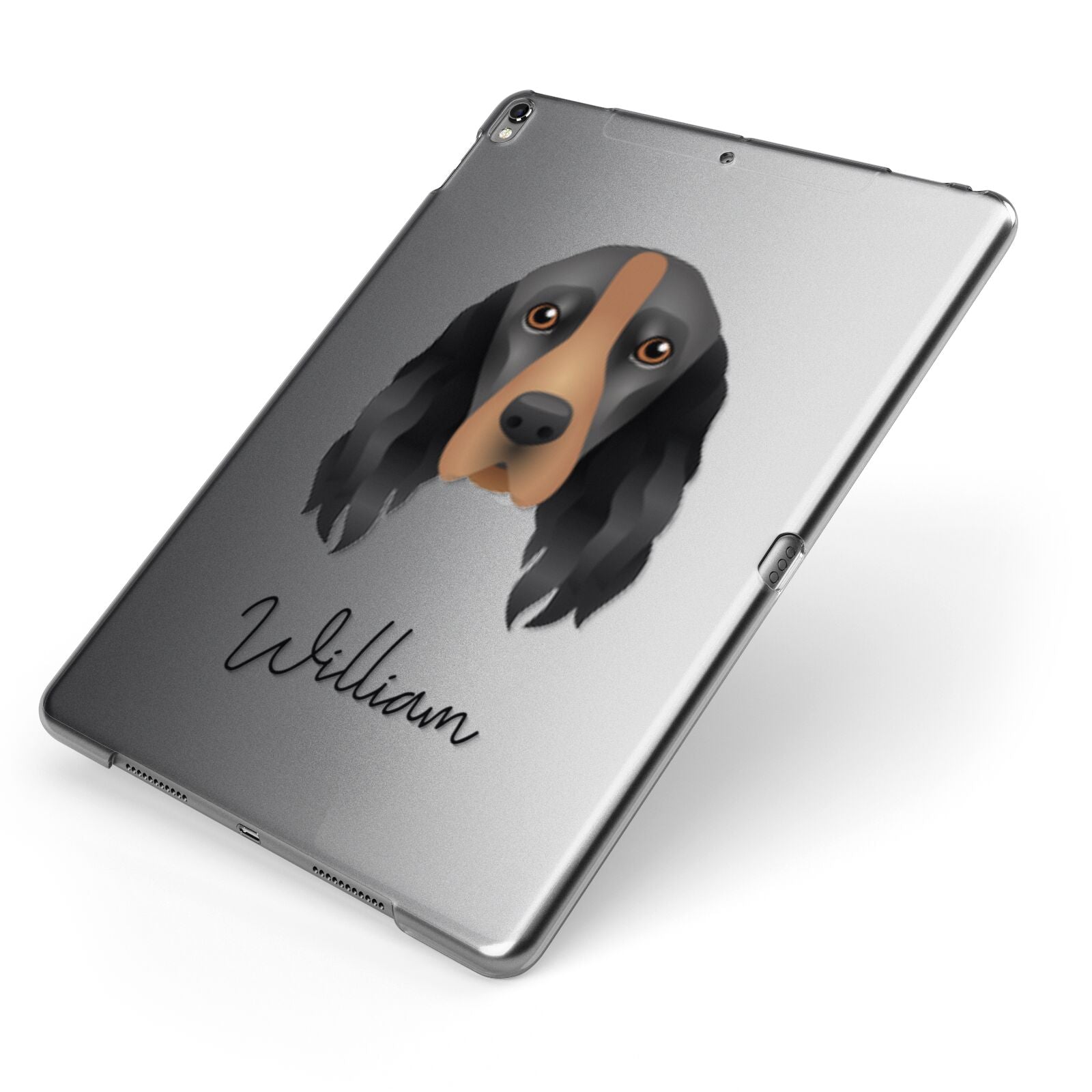 Field Spaniel Personalised Apple iPad Case on Grey iPad Side View