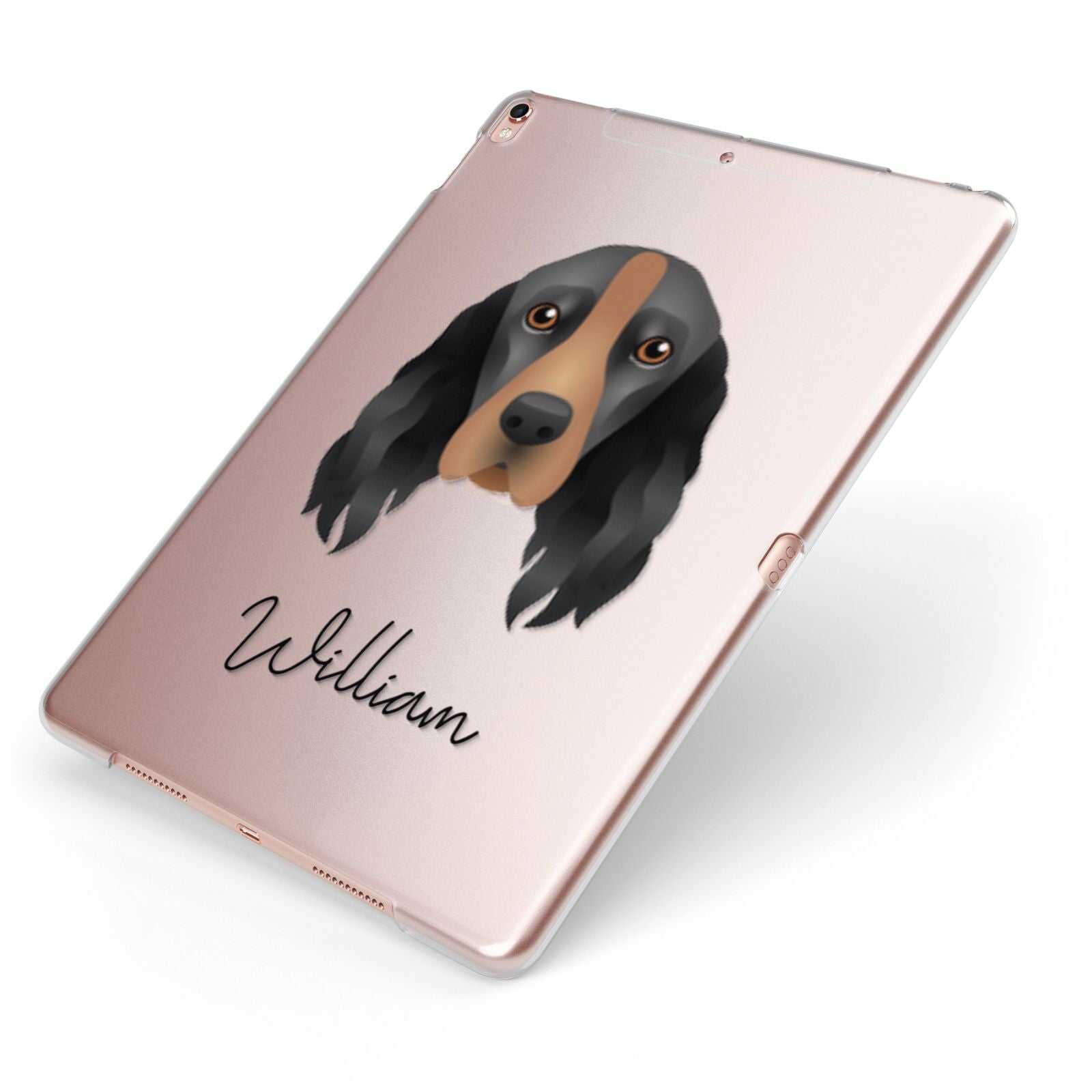 Field Spaniel Personalised Apple iPad Case on Rose Gold iPad Side View