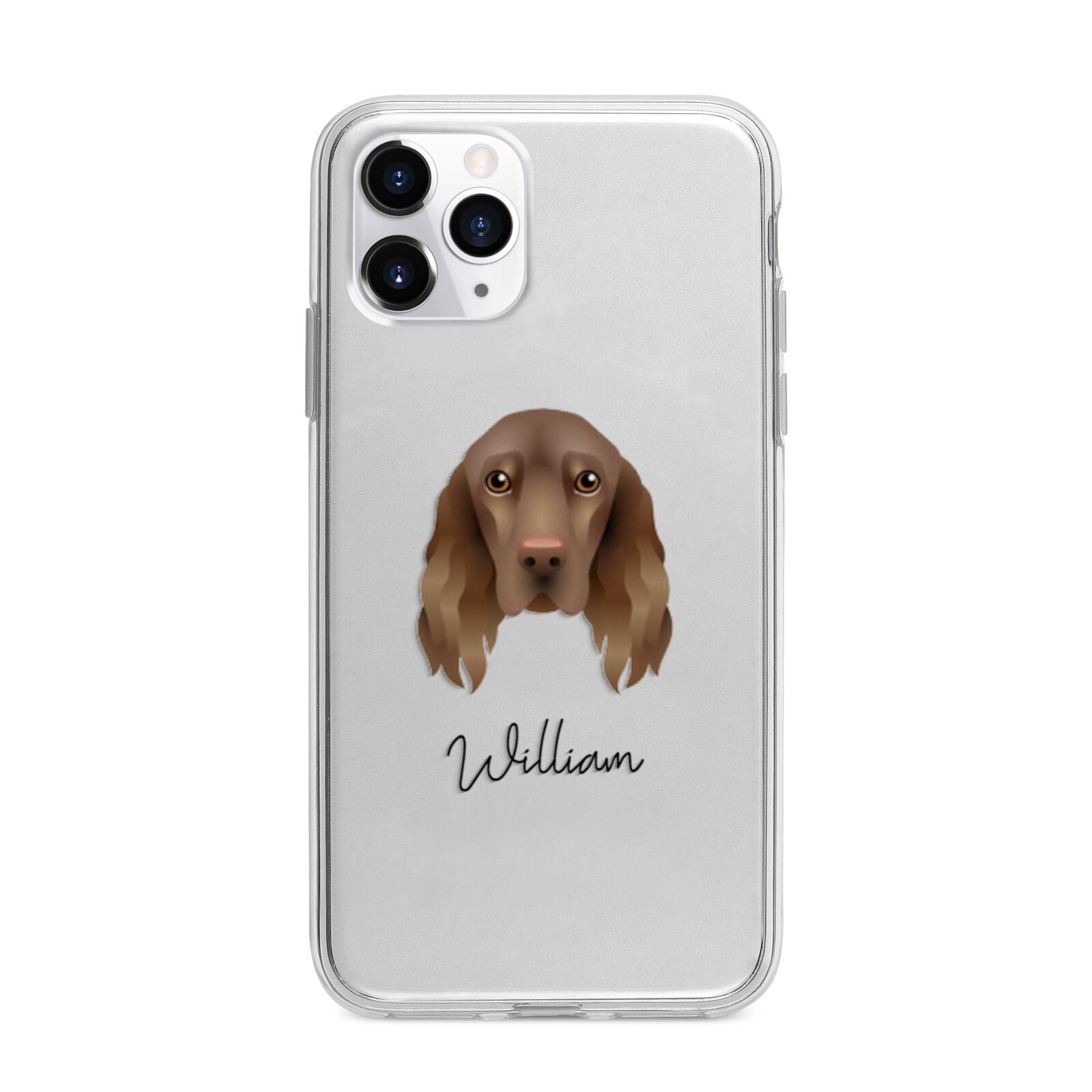 Field Spaniel Personalised Apple iPhone 11 Pro Max in Silver with Bumper Case