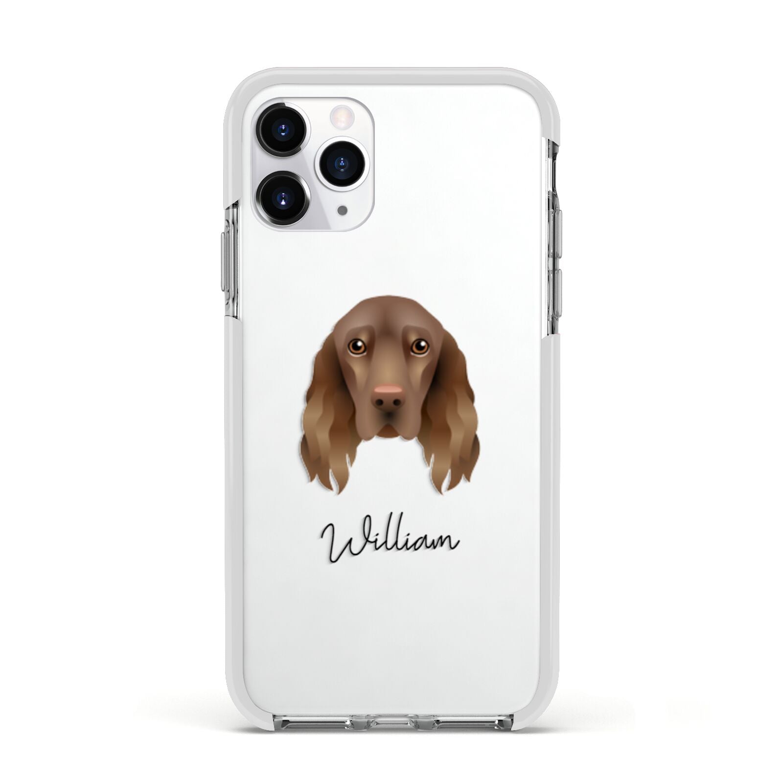 Field Spaniel Personalised Apple iPhone 11 Pro in Silver with White Impact Case