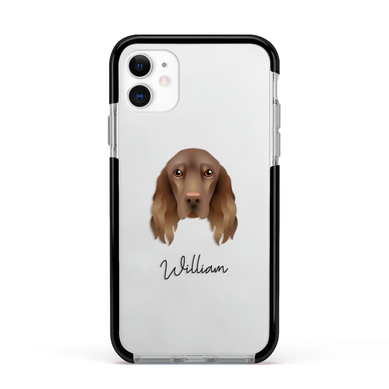 Field Spaniel Personalised Apple iPhone 11 in White with Black Impact Case