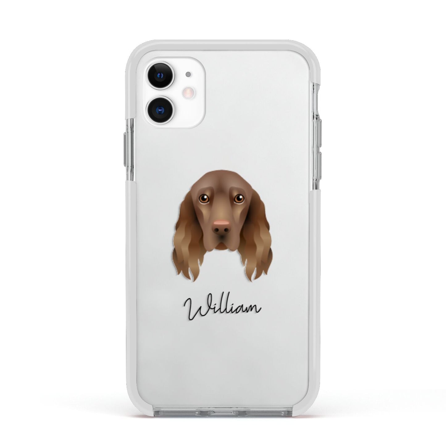 Field Spaniel Personalised Apple iPhone 11 in White with White Impact Case