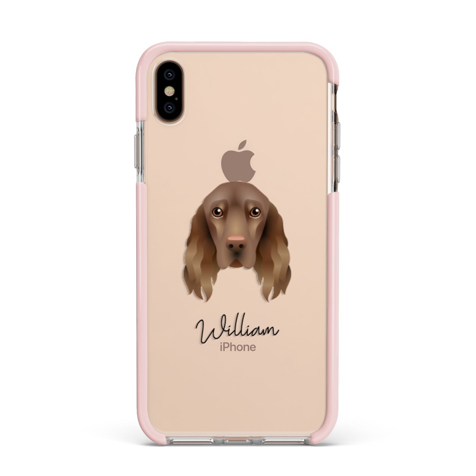 Field Spaniel Personalised Apple iPhone Xs Max Impact Case Pink Edge on Gold Phone
