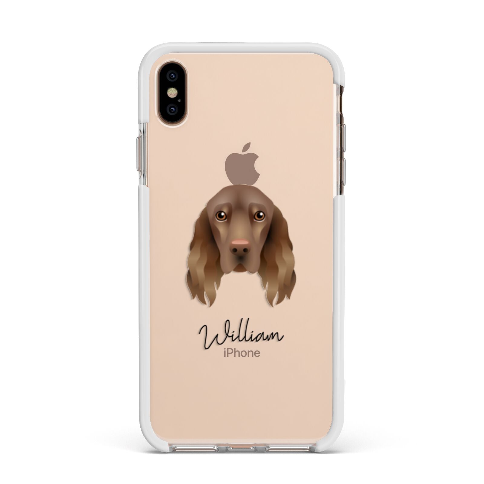 Field Spaniel Personalised Apple iPhone Xs Max Impact Case White Edge on Gold Phone