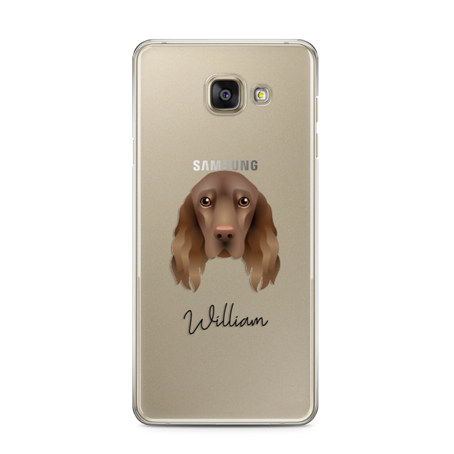 Field Spaniel Personalised Samsung Galaxy A3 2016 Case on gold phone