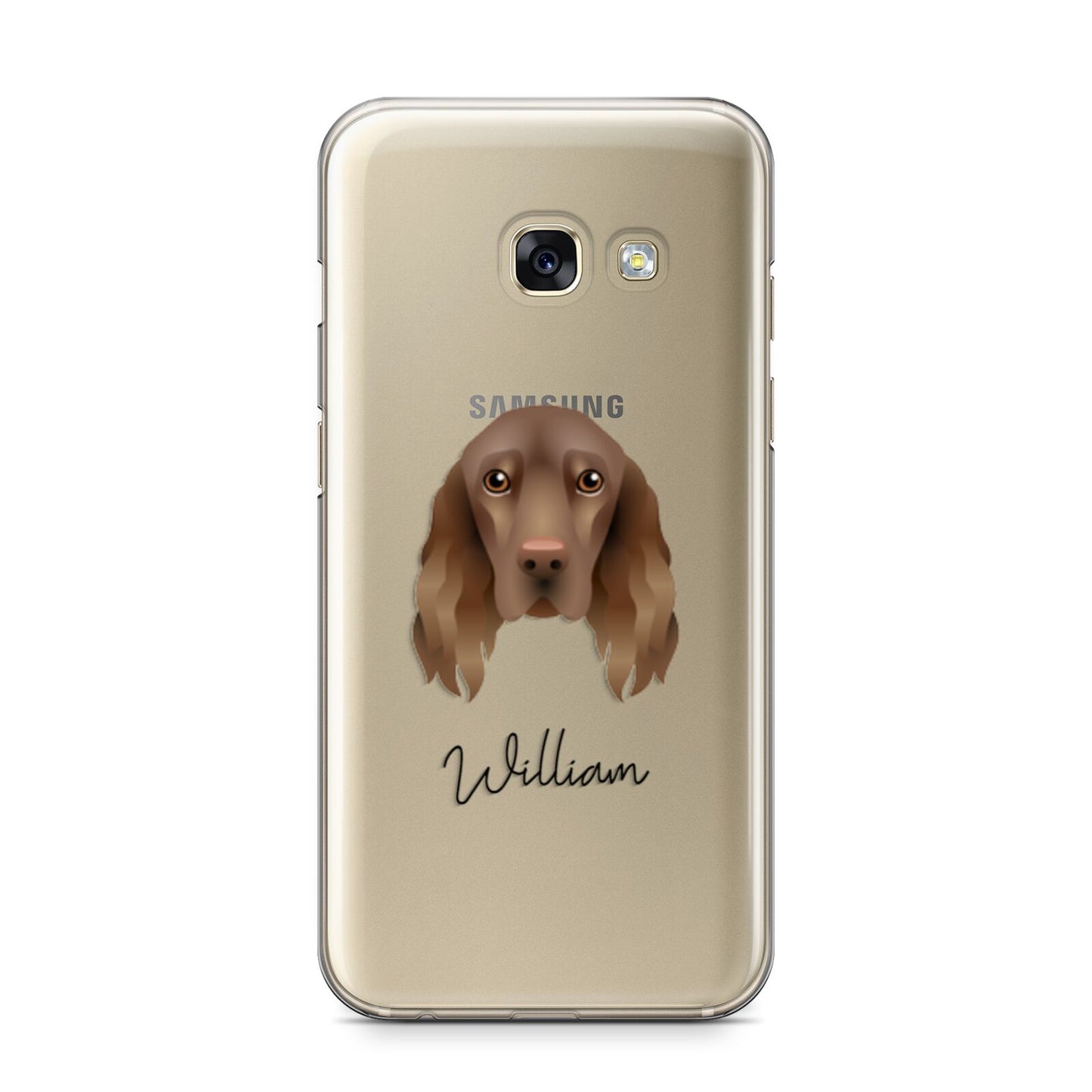 Field Spaniel Personalised Samsung Galaxy A3 2017 Case on gold phone
