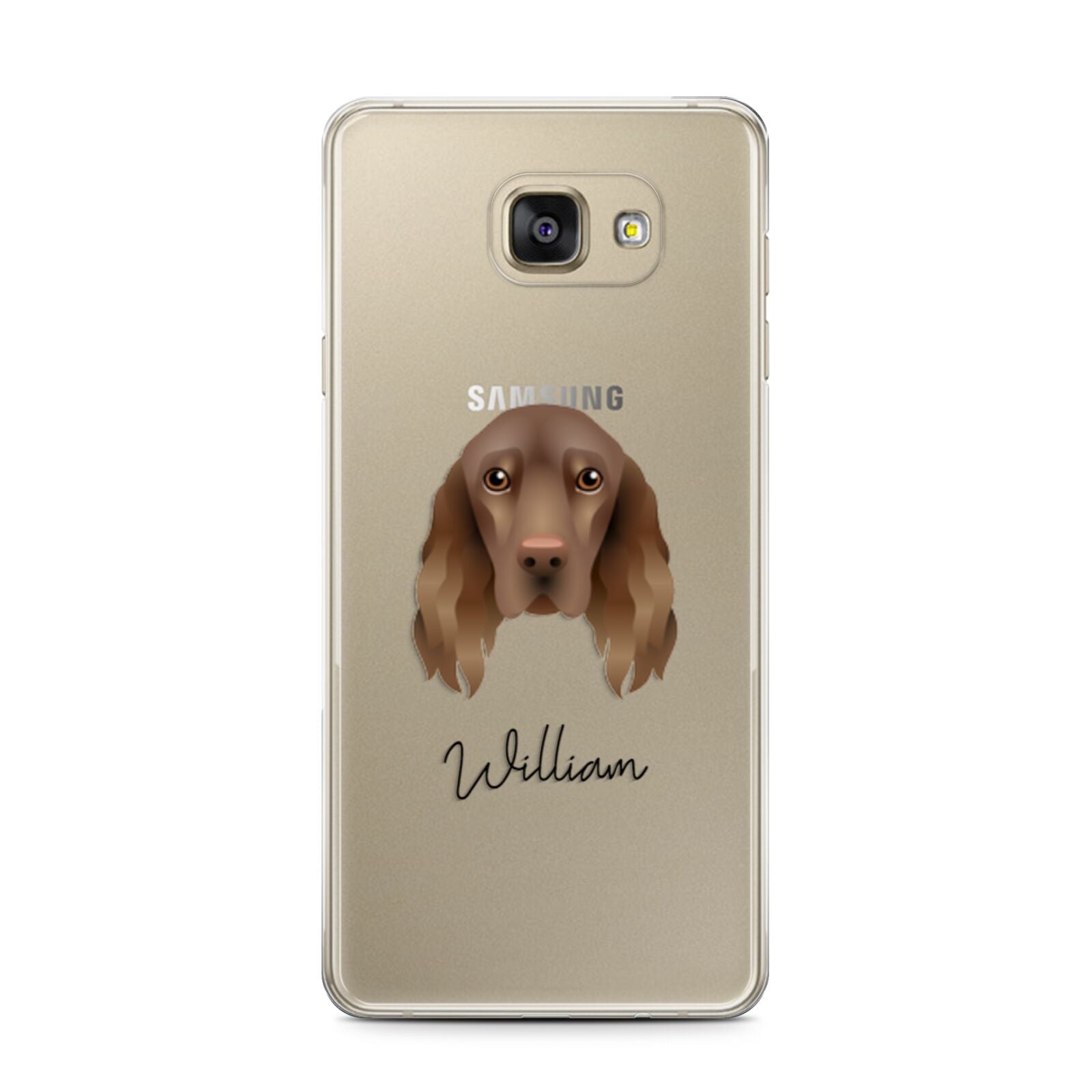 Field Spaniel Personalised Samsung Galaxy A7 2016 Case on gold phone