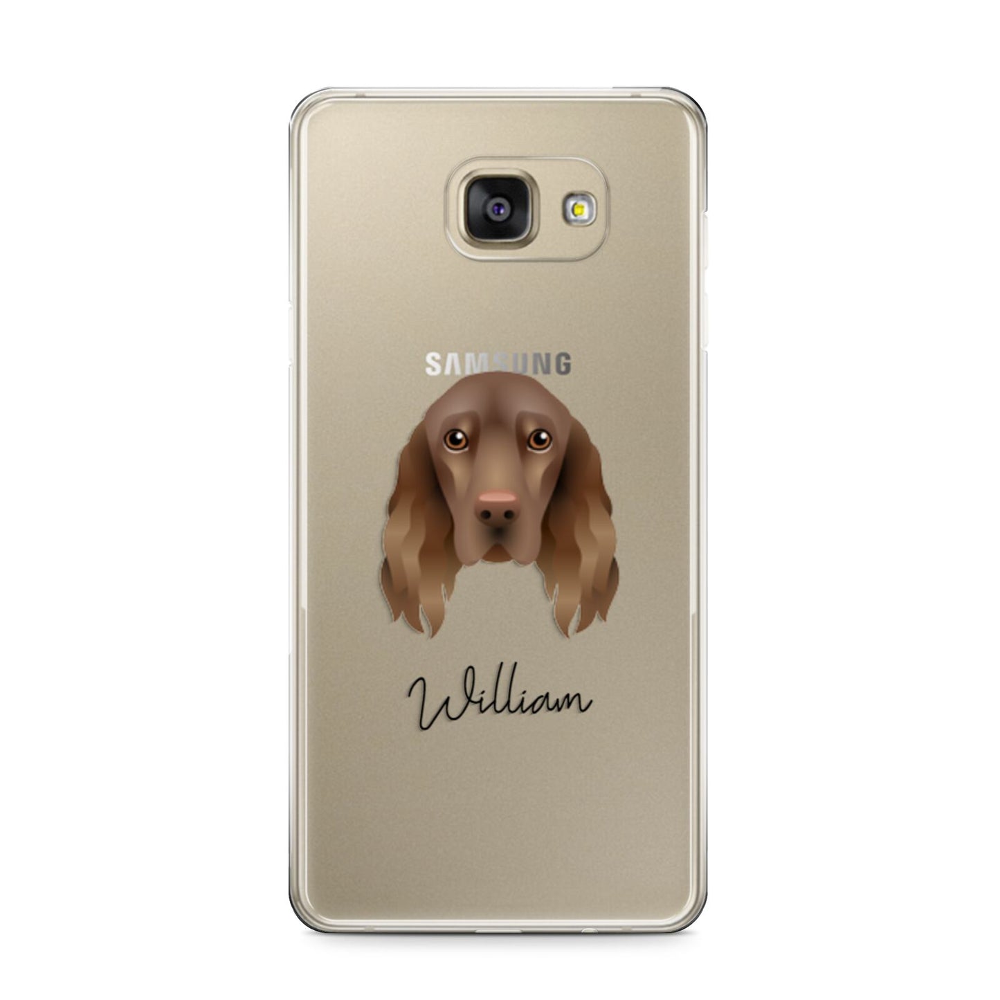 Field Spaniel Personalised Samsung Galaxy A9 2016 Case on gold phone