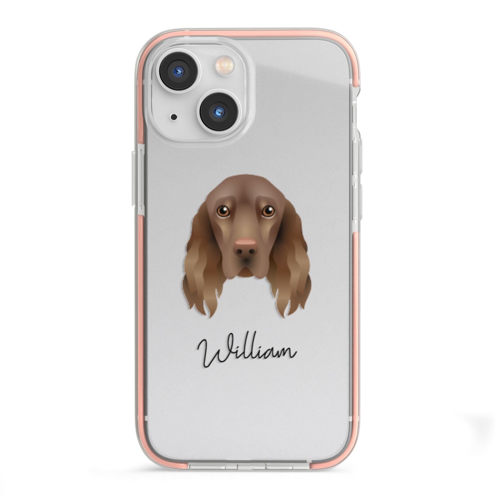 Field Spaniel Personalised iPhone 13 Mini TPU Impact Case with Pink Edges