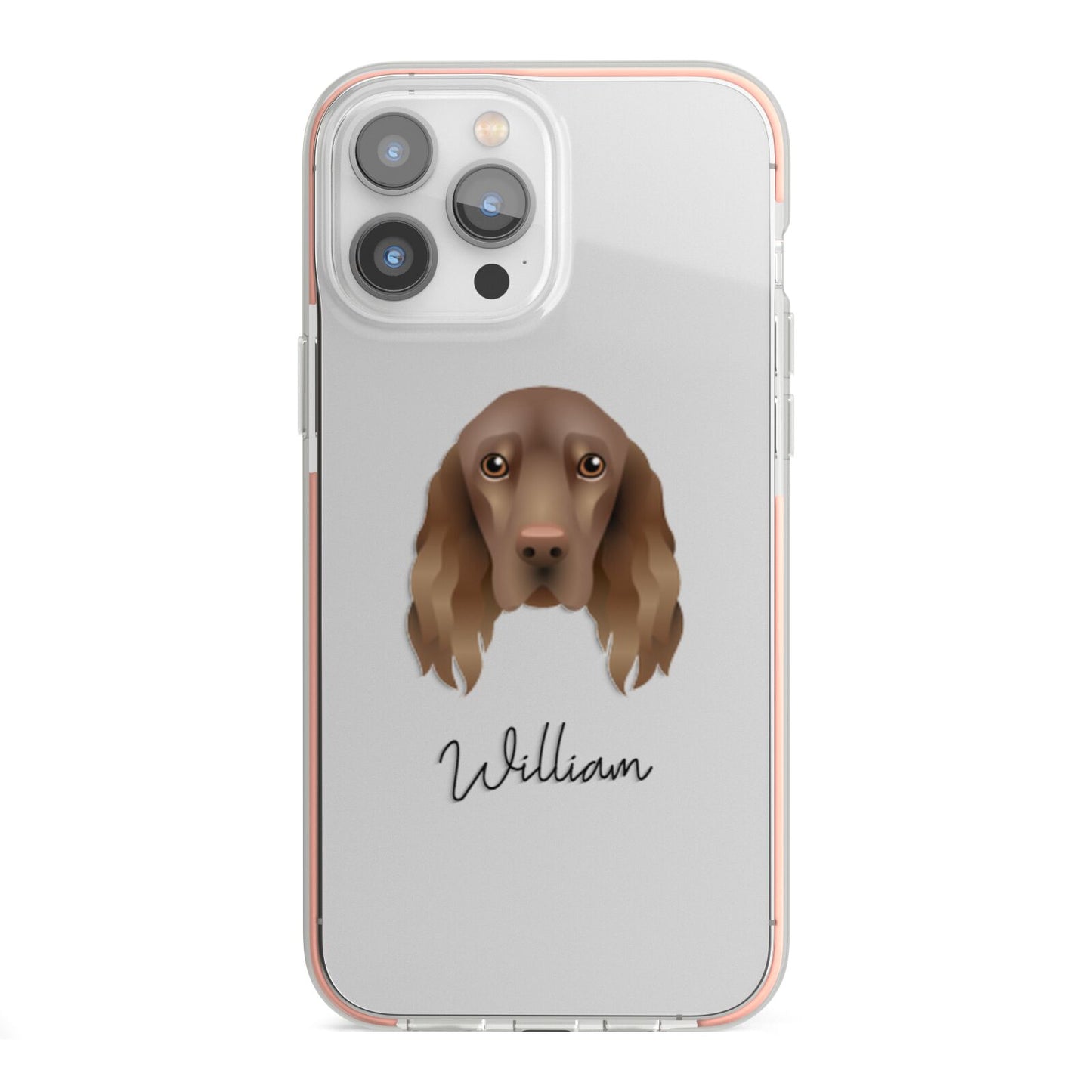 Field Spaniel Personalised iPhone 13 Pro Max TPU Impact Case with Pink Edges