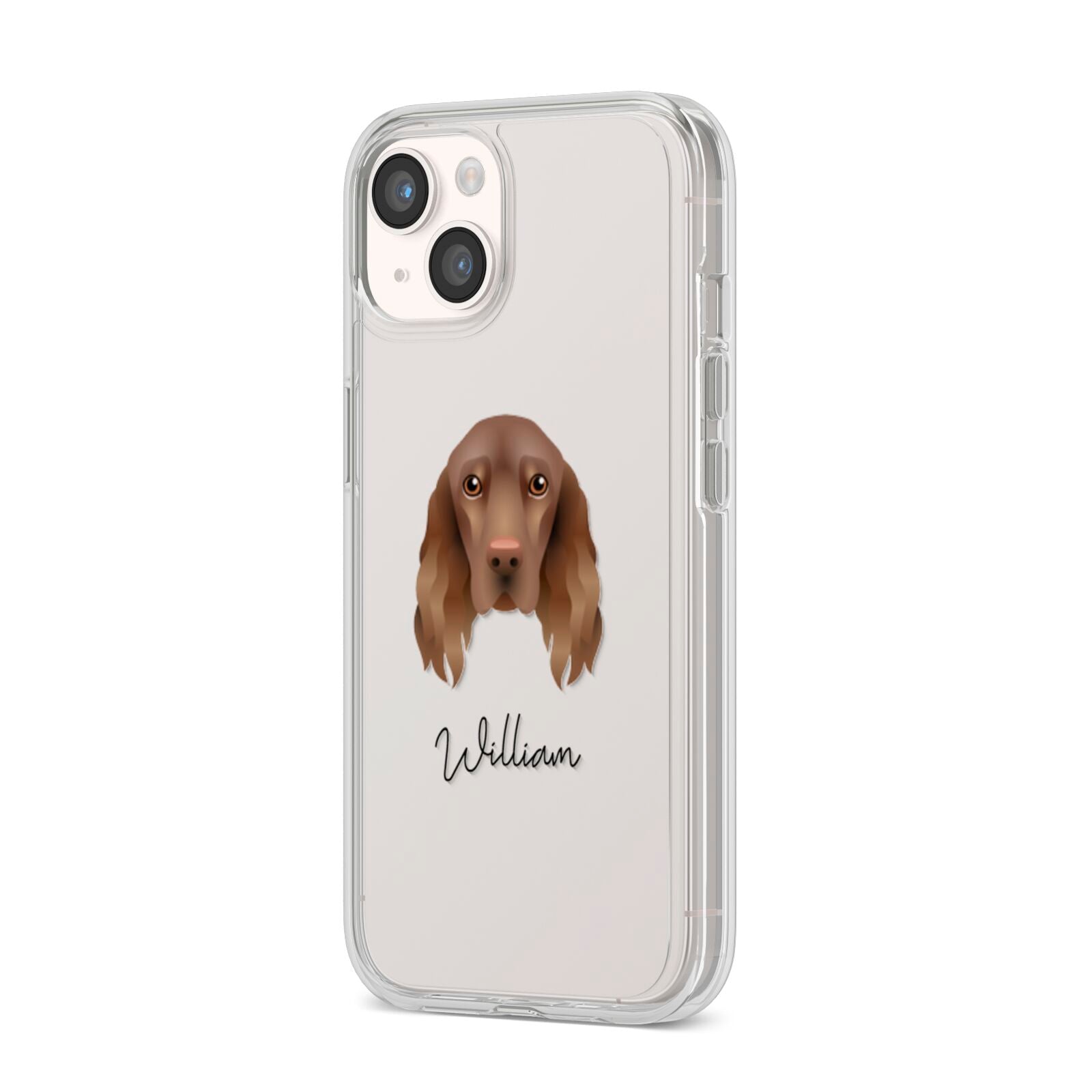 Field Spaniel Personalised iPhone 14 Clear Tough Case Starlight Angled Image