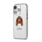 Field Spaniel Personalised iPhone 14 Pro Clear Tough Case Silver Angled Image