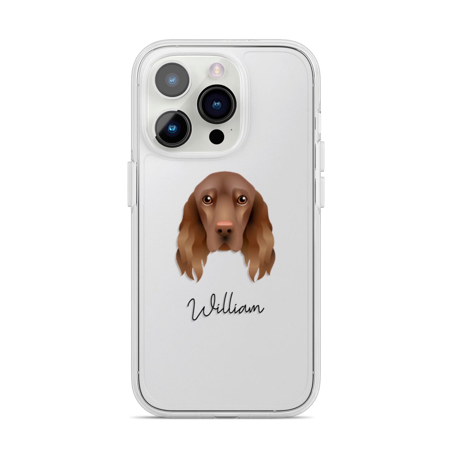 Field Spaniel Personalised iPhone 14 Pro Clear Tough Case Silver