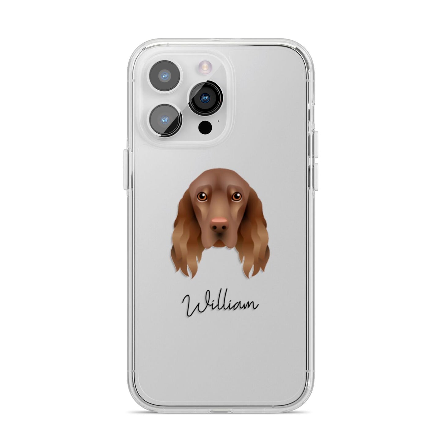 Field Spaniel Personalised iPhone 14 Pro Max Clear Tough Case Silver
