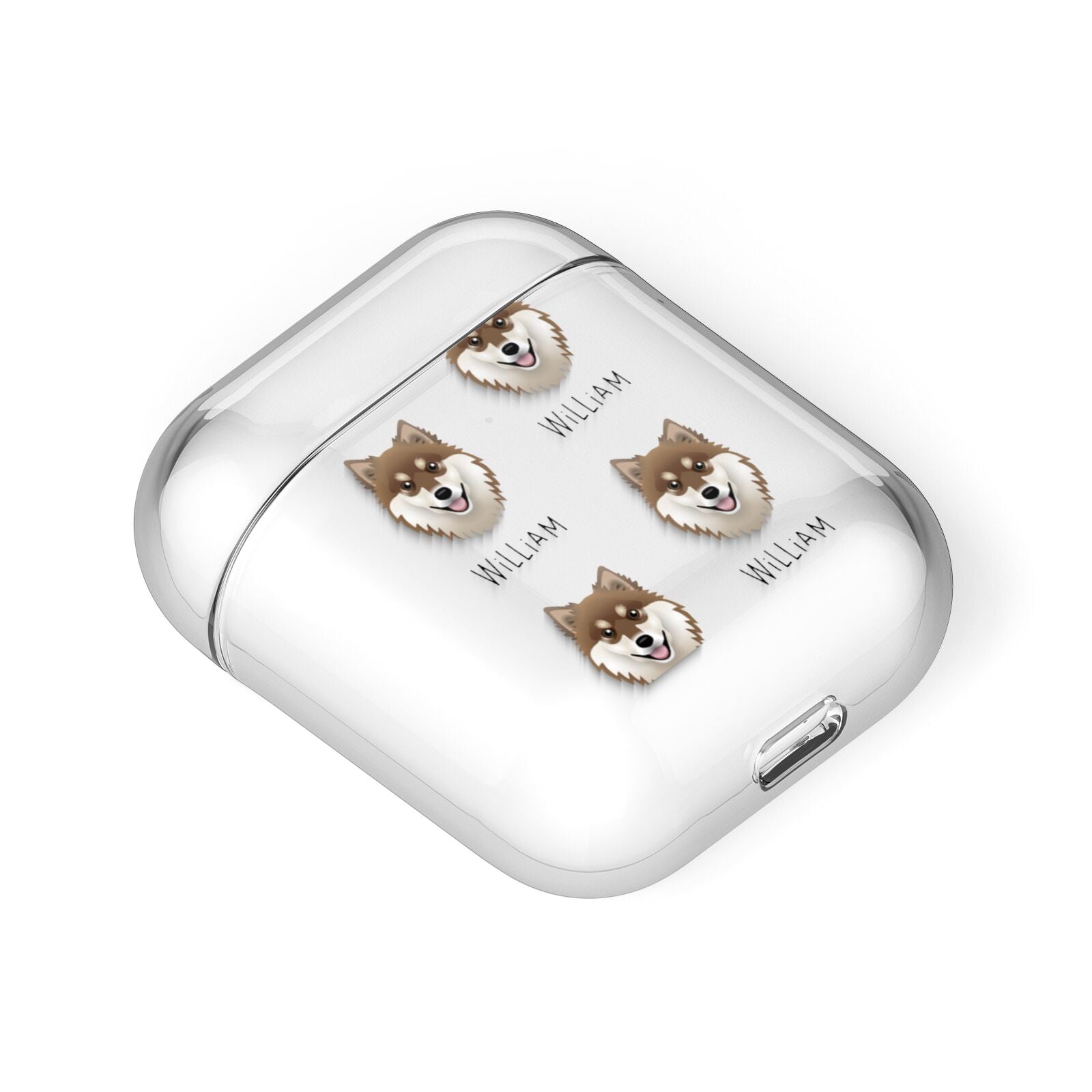 Finnish Lapphund Icon with Name AirPods Case Laid Flat